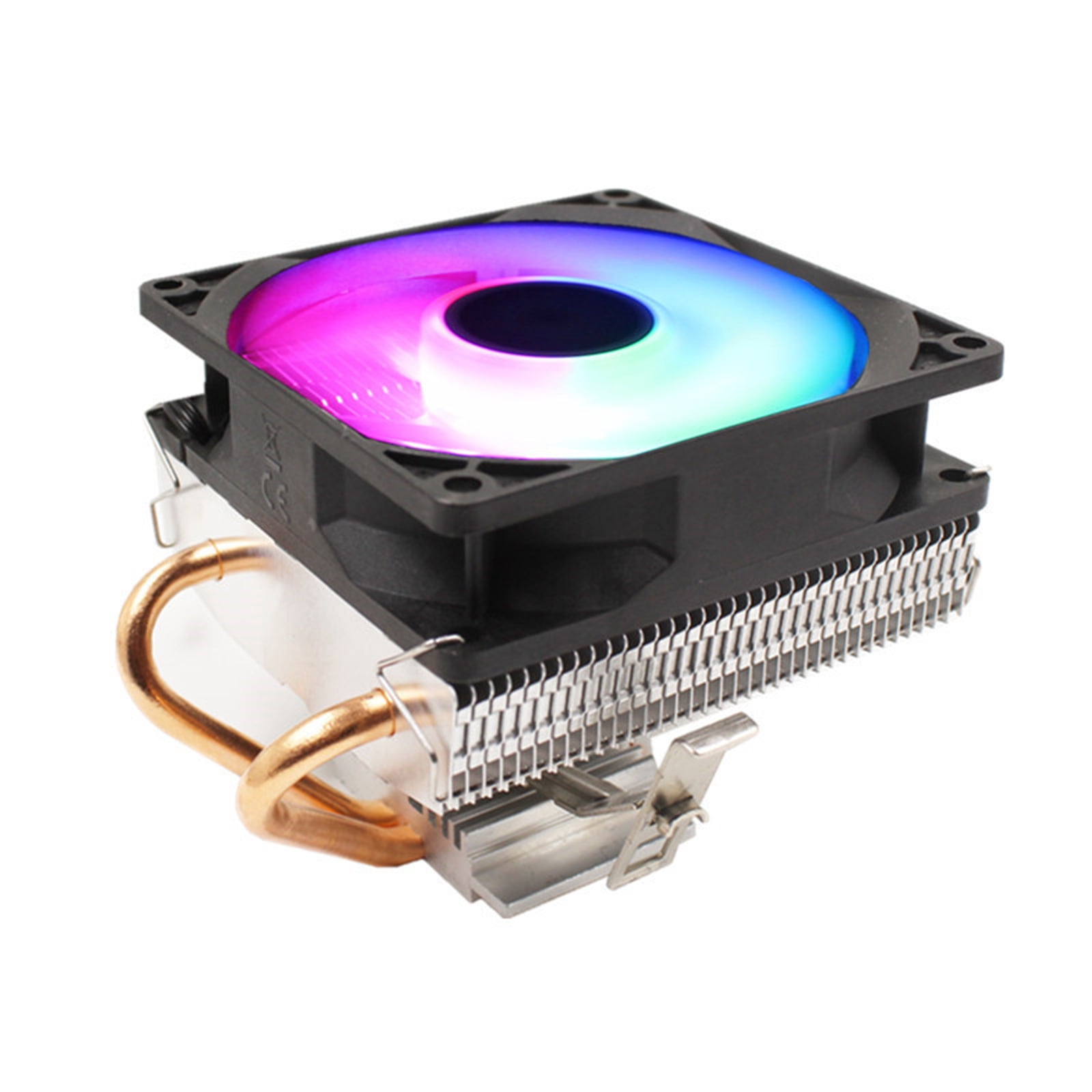 Drrntien Silent CPU Cooler LGA/2011/115X/775 3 Pin PC Cooling Radiator 2 Copper Tubes 5 Colors LED Cooling Fan