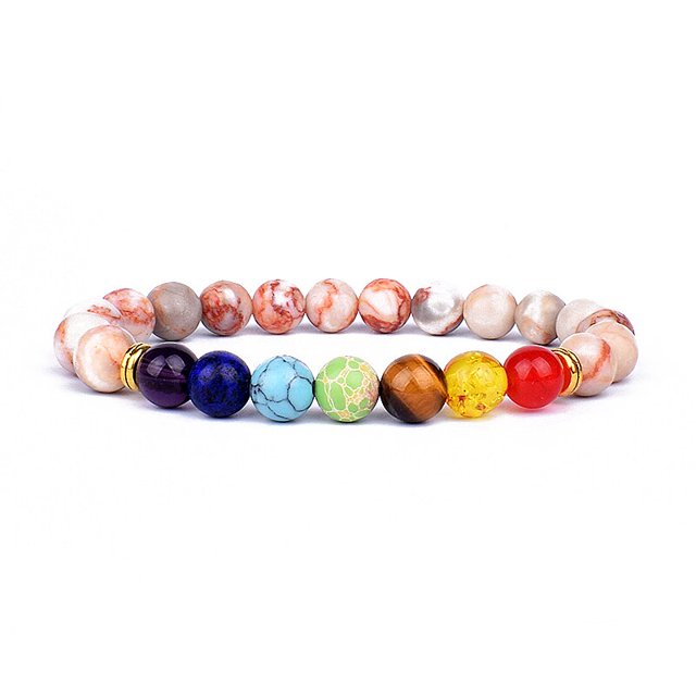 Pulseras y brazaletes de Chakra de piedra Natural para hombres, pulsera de equilibrio de Yoga, abalorio Ojo de Tigre, Nueva joyería de oración de Buda