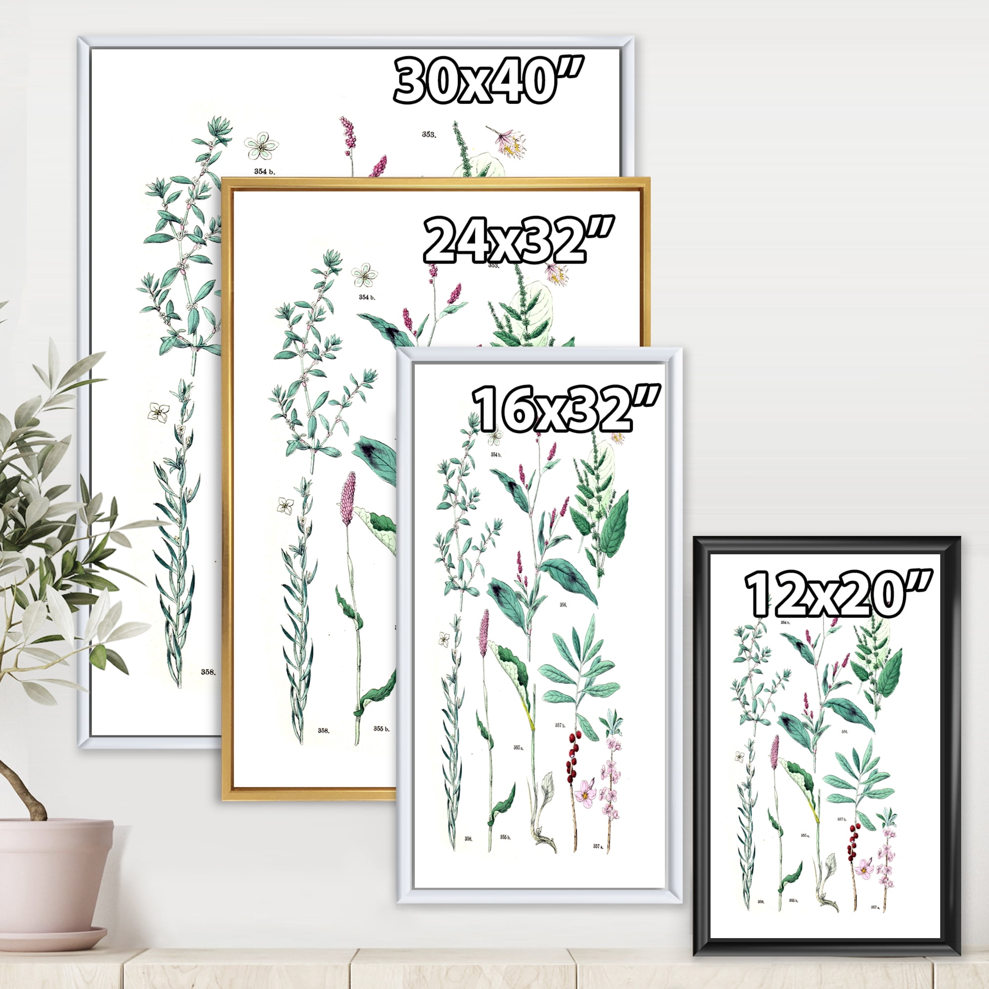 Designart 'Ancient Plants' Traditional Framed Canvas Wall Art Print