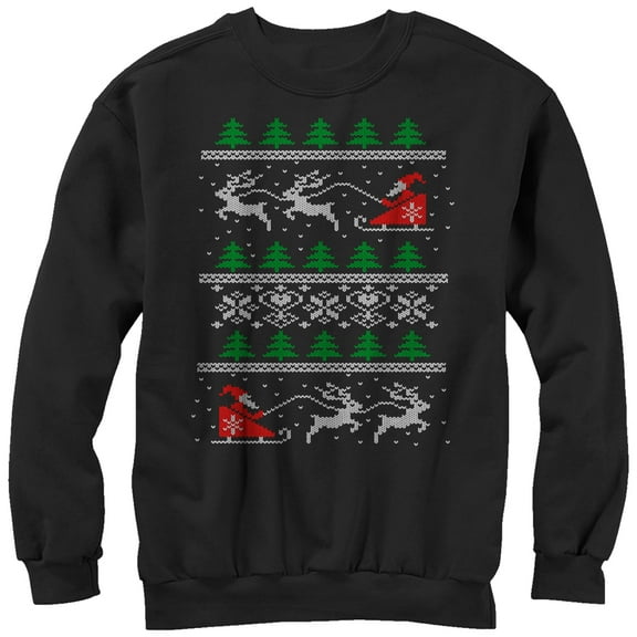 Men's Lost Gods Ugly Christmas Santa's Sled Sweatshirt Black X Large