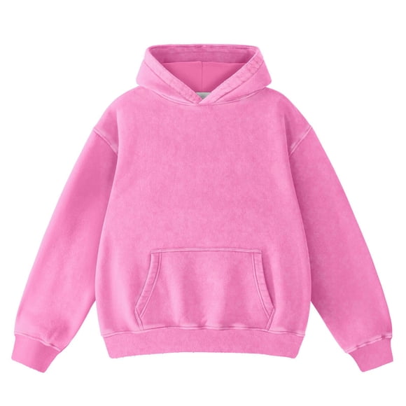 GPOECD Graphic Hoodies Print Distressed Pullover Hoodie Casual Loose Fit Sweatshirt with Double Hood and Pocket for Streetwear Hot Pink,S