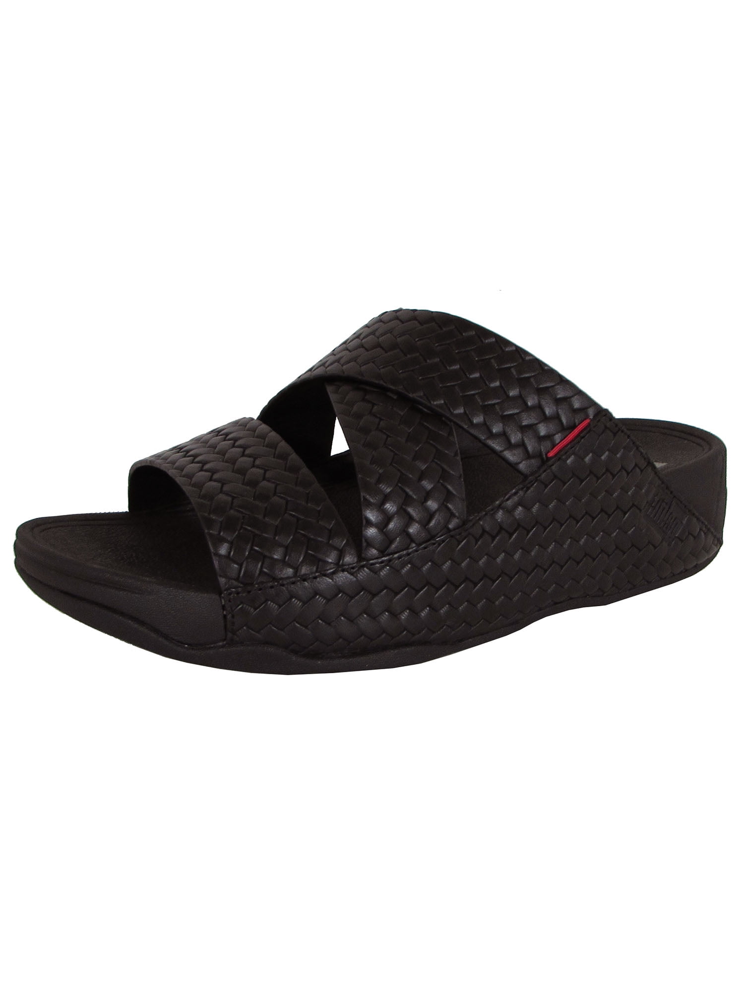 FitFlop - FitFlop Mens Chi Slide Woven Embossed Leather Sandal Shoes, Black, US 9 - Walmart.com 