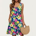 thumbnail image 6 of Womens Summer Dress Summer Dress for Women Women's Casual Gradient Sleeveless Crewneck Print Dress O Multicolor S, 6 of 6