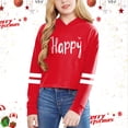 thumbnail image 2 of Byoo Hoodies for Little Girls Graphic Letter Print Long Sleeve Casual Hooded Sweatshirt Soft Pullover Tops,Red, 2 of 4