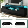 thumbnail image 4 of Modern LED TV Stand for 75 inch TV, Black Entertainment Center with LED Lights and 4 Storage Cabinets, High Gloss Media TV Console with Drawer for Living Room, Bedroom, 4 of 9