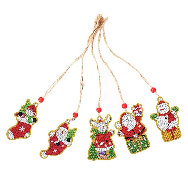 Pintura de diamantes de piezas para niños, colgante de Papá Noel de Navidad, decoración de Ambiente, regalo de Navidad Natal Navided, 5/10