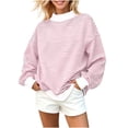 thumbnail image 6 of Qiggri Women's Oversized Striped Mock Neck Sweatshirt Soft Knit Long Sleeve Pullover Shirt Stylish Casual Fall Winter Lounge Daily Tops L, 6 of 7