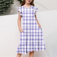 thumbnail image 5 of RXIRUCGD 2025 Vêtements d'Été pour Enfants Filles Robe Imprimée à Fleurs Manches Courtes Poches à Volants Col Rond pour Enfants, 5 of 5