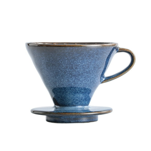 Ceramic Coffee Dripper , V60 Cone-Shaped Pour-Over Filter, High-Temperature Fired with Blue Glaze,Large