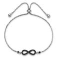 thumbnail image 2 of Sterling Silver Rhodium-plated Black Spinel Infinity Symbol Adjustable Brac, 2 of 4