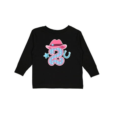 

Inktastic Two with Cowgirl Hat Star and Horseshoe Gift Toddler Toddler Girl Long Sleeve T-Shirt