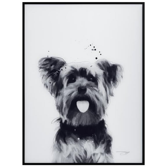 "Yorkshire Terrier" Pet Paintings on Printed Glass Encased with a Gunmetal Anodized Frame