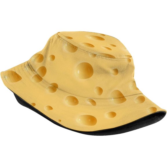 Cheese Funny Bucket Hats Sun Cap Summer Packable Travel Fisherman Hat for Men and Women Black, One Size