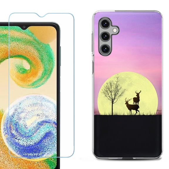 OneToughShield ® Compatible with Samsung Galaxy A15 5G, Shockproof Phone Case, with Tempered Glass Screen Protector - Moonlight Deer