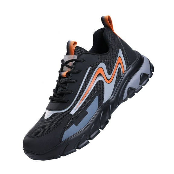 Work Shoes Men's Safety Shoes Breathable Slip Resistant Steel Toe Shoes Lightweight Anti-Smashing