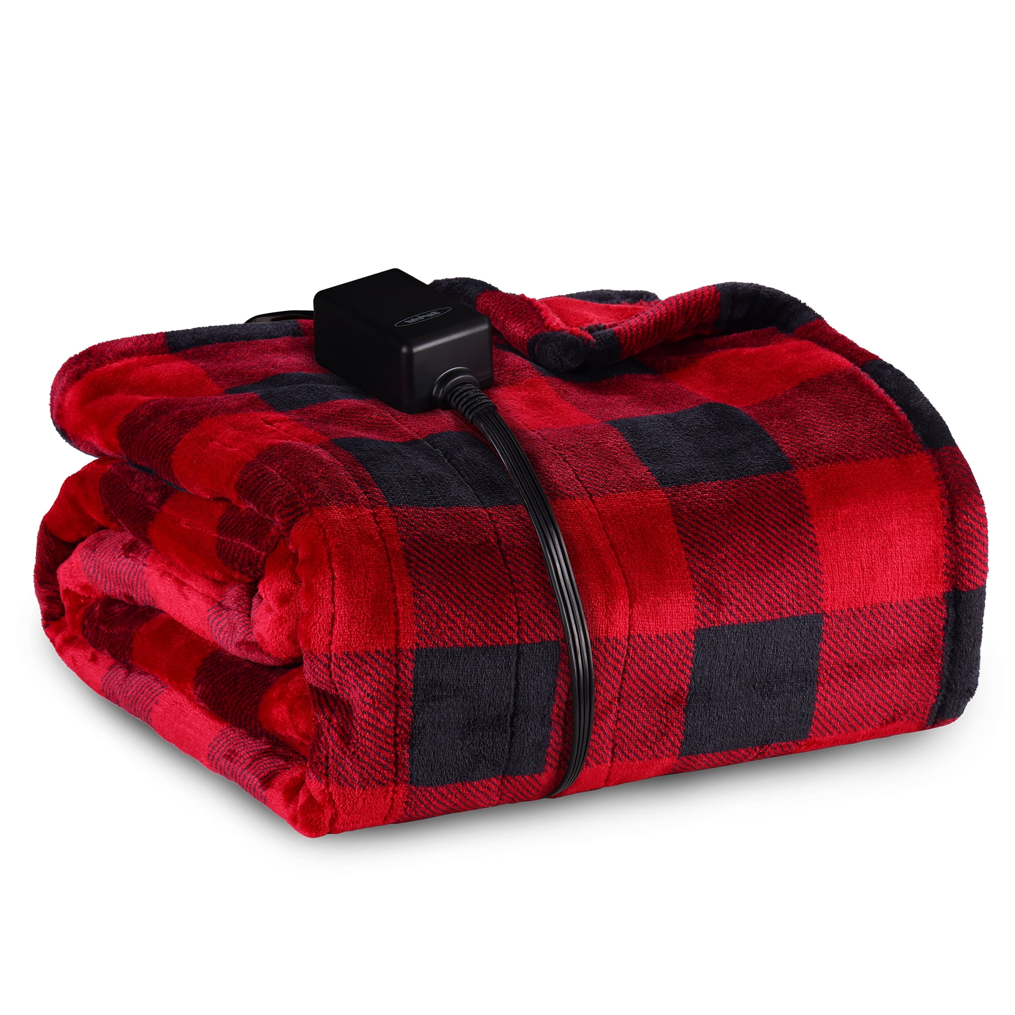 Mayincolor Heated Blanket 50" x 60", Heating Electric Throw Blanket, 10 Heat Settings, 12 Hours Auto Off, Machine Washable, ETL Certified, Overheating Protection, Black & Red