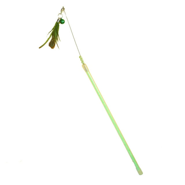Cat Toy Wand Interactive Faux Feather Kitten Play Wand Cat Stick Toy with Bell