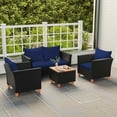 thumbnail image 4 of Costway 4 PCS Wicker Patio Furniture Set with Removable Cushions Storage Coffee Table Navy, 4 of 10