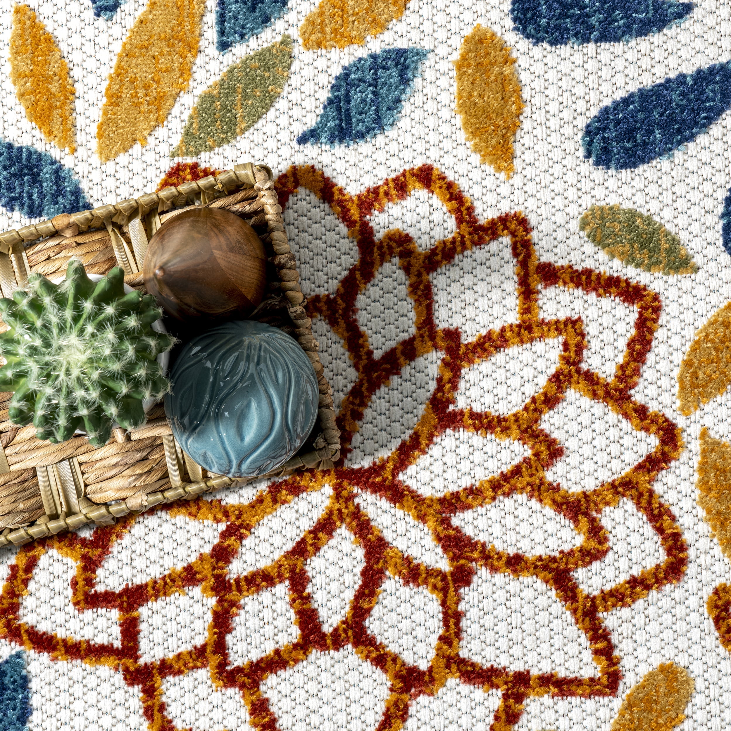 nuLOOM Monique Floral Indoor/Outdoor Blue 5' x 8' Modern Area Rug