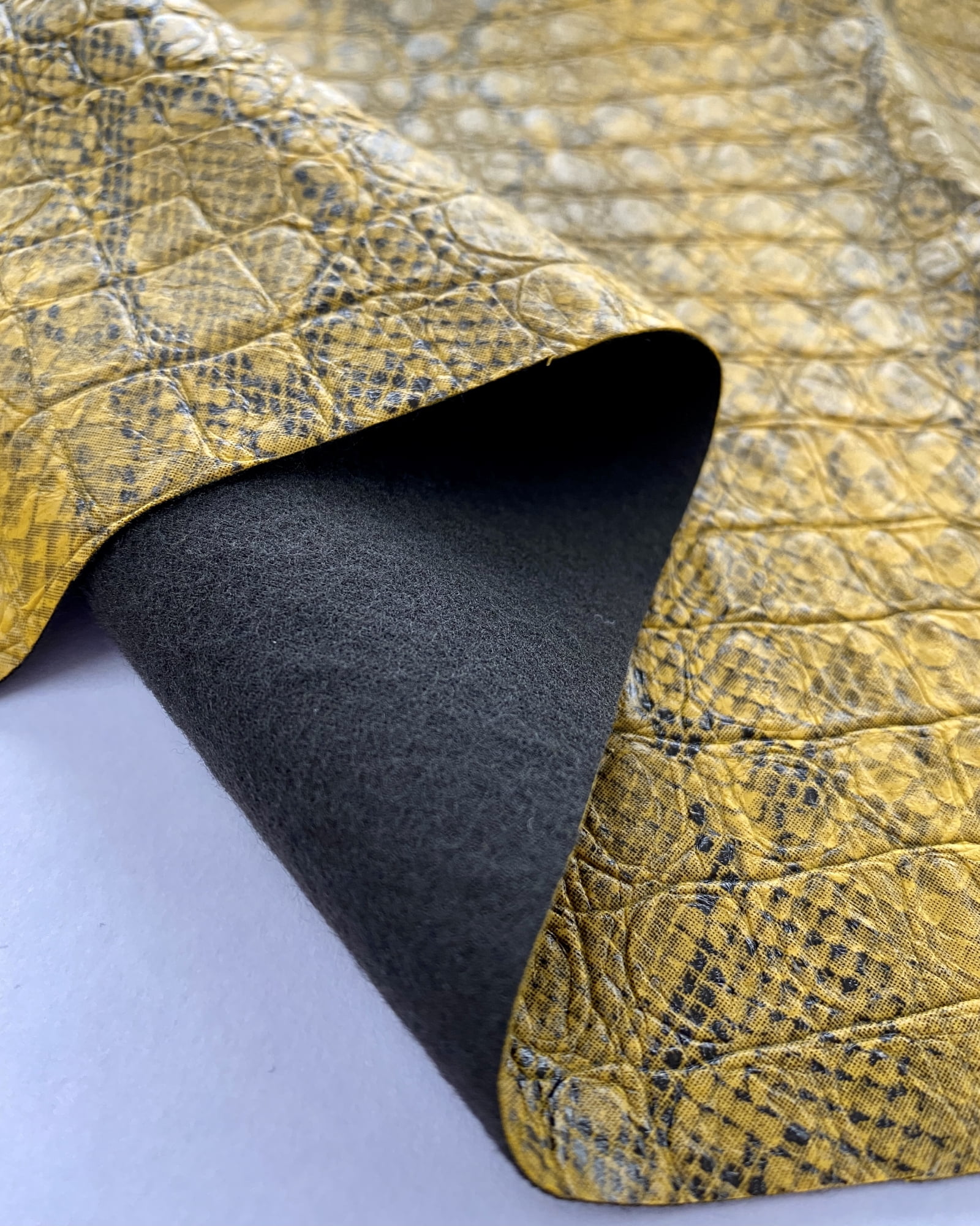 John Louden Snakeskin Faux Leather Fabric Gold - per yard