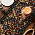 thumbnail image 4 of Table Runner - 120 Inch Long, Boho Black Flowers Kitchen Dining Table Runner Dresser Scarves, Spring Abstract Watercolor Floral Leaf Farmhouse Decor for Coffee Tables Wedding Party Banquet, 4 of 8