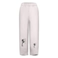 thumbnail image 4 of HAPIMO Capri Cotton Linen Pants Petal Tube for Women Leisure Relaxed Daily Floral Print Trousers Trendy Clothes Elastic Waist Retro Gray S, 4 of 5