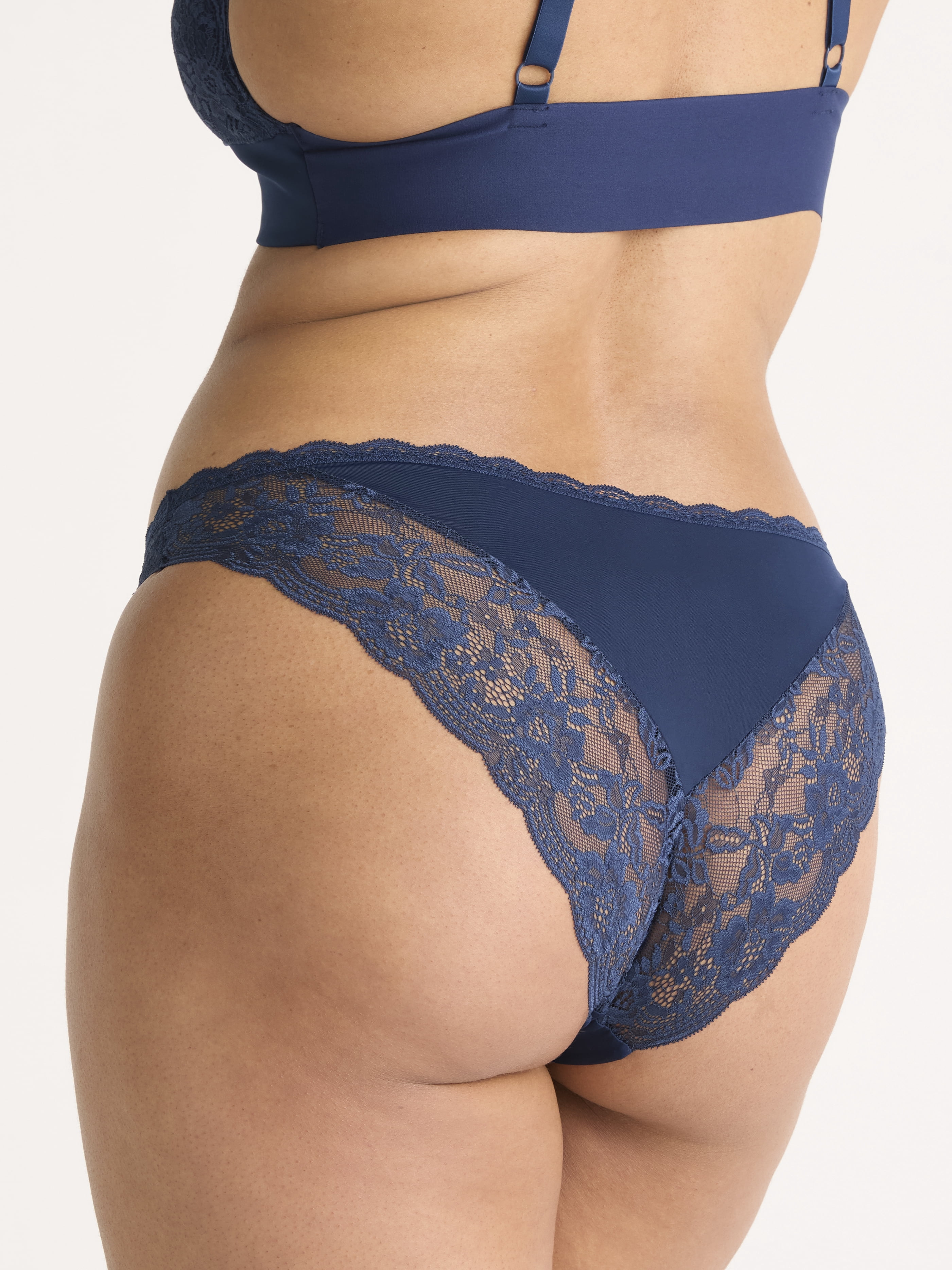 Joyspun Women's Microfiber and Lace Cheeky Panties, 3-Pack, Sizes XS-3XL