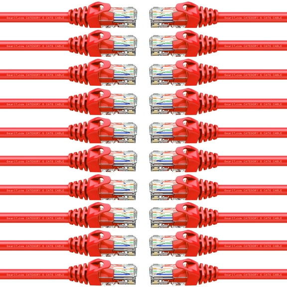 GearIT Cat6 Cable 1 ft - Cat6 Ethernet Cable, Cat 6 Ethernet Cable, Cat6 Patch Cable, Cat 6 Patch Cable, Cat 6 Cable, Network Cable, Internet Cable - Red 1 Foot