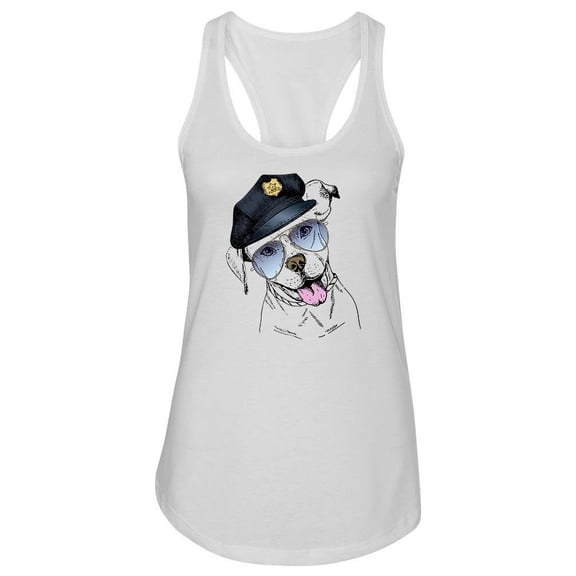 Cool Police Dog. Tank Women - Women Racer Back, White, Large