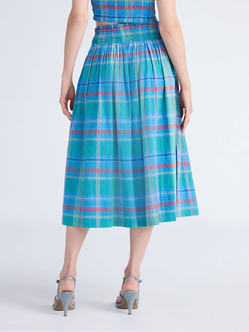 スカート OMMO MULTI BORDER VOLUME SK OGL Ultrasoft V-shape Waist Gathred Maxi Circle Skirt with