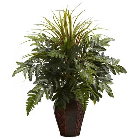 Nearly Natural 29in. Mixed Grass & Fern Artificial Plant with Planter, Green