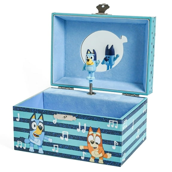 Bluey Jewelry Box for Kids Mini Treasures Organizer with Drawer & Mirror Blue Cartoon Keepsake Gift