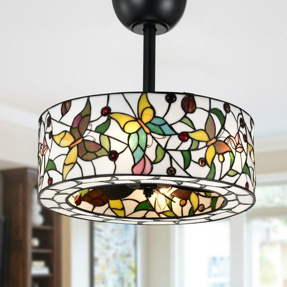 Jorga 17.1 in. 6-Light Indoor Matte Black and White Finish Ceiling Fan with Light Kit