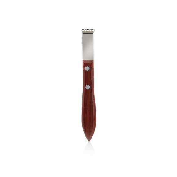 LEEYNEER Viski Channel Knife Cocktail Garnish Citrus Zester Walnut Wood & Stainless Steel Bar Tool with Rivets Set of 1 Brown