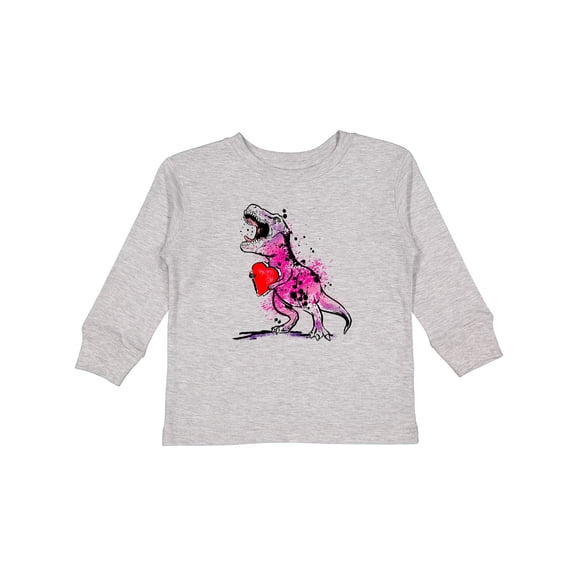 Inktastic Valentine's Day Graffiti T-rex with Heart Shaped Candy Box Boys or Girls Long Sleeve Toddler T-Shirt