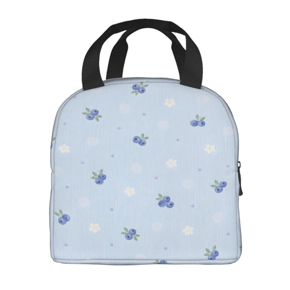 Blueberry Floral Lunch Bag Thick Aluminum Foil Tote Cooler for Women Office Picnic Gift