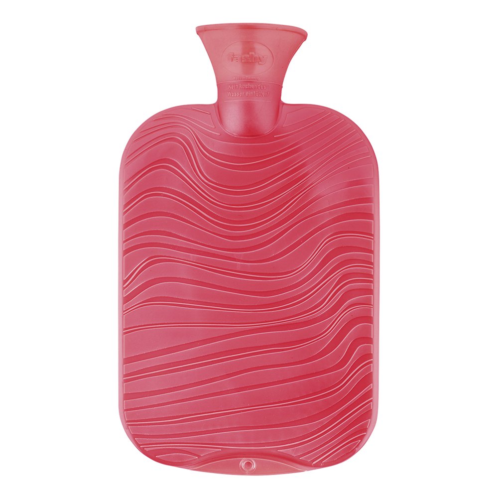 Fashy Double Ribbed Wave Hot Water Bottle Coral 2L Water Bottle