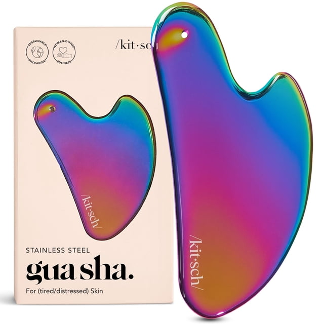 Herramientas faciales Gua Sha Kitsch para drenaje linfático de acero inoxidable