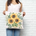 thumbnail image 3 of Throw Pillow Covers 24x24 Inch, Sunflower Eucalyptus Decorative Pillow Cases for Couch Sofa Bed, Spring Summer Yellow Flower Green Leaf Cotton Linen Square Home Decor Pillowcases with Hidden Zipper, 3 of 7