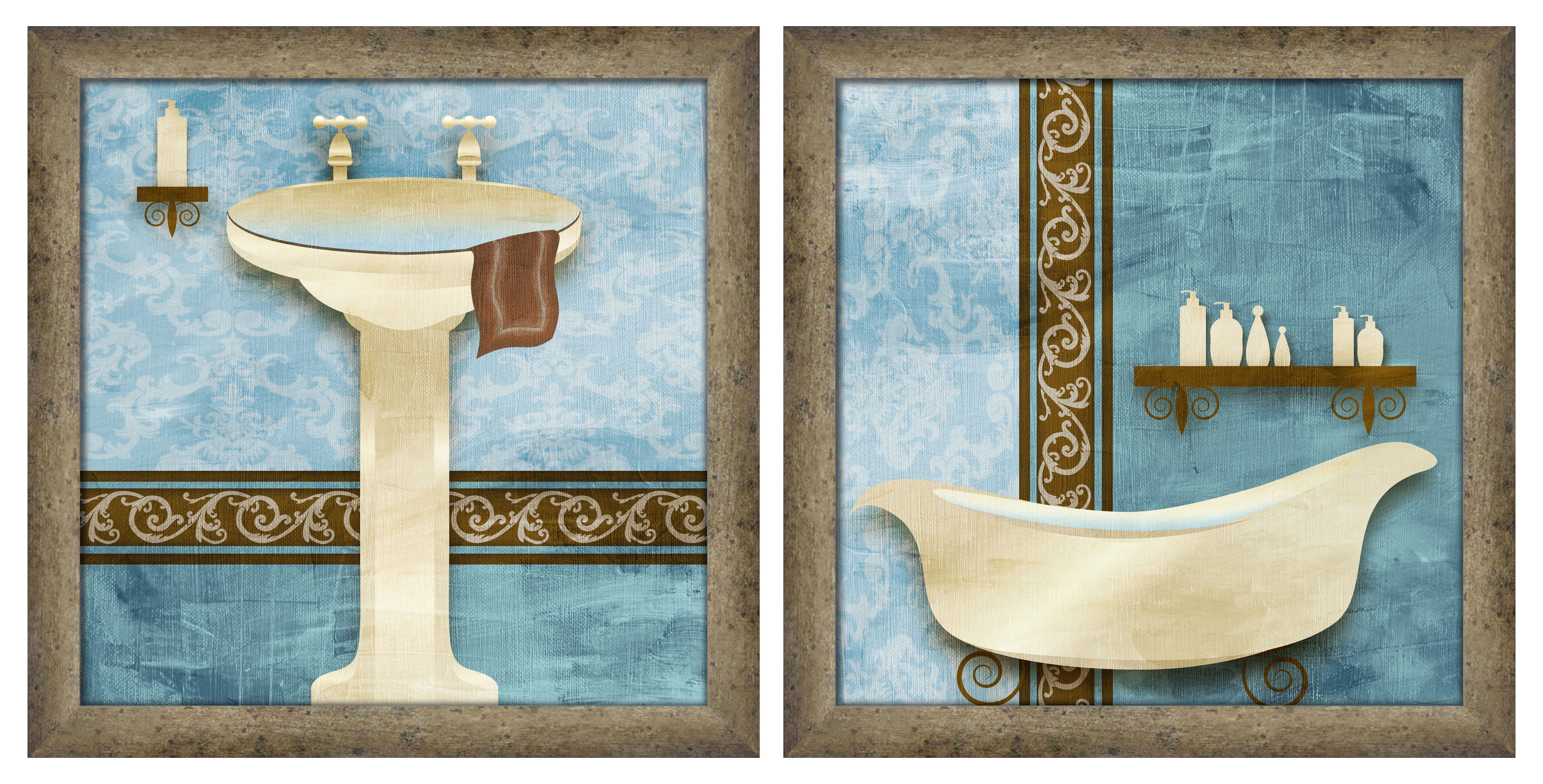 PTM Images Blue/Brown Bath Wall Art Set - Walmart.com - Walmart.com