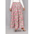 thumbnail image 5 of Women Cotton Maxi Skirt with Elastic Waist for Her, Soft Versatile Style Floral Hand Block Print, White Pink XS, 5 of 7