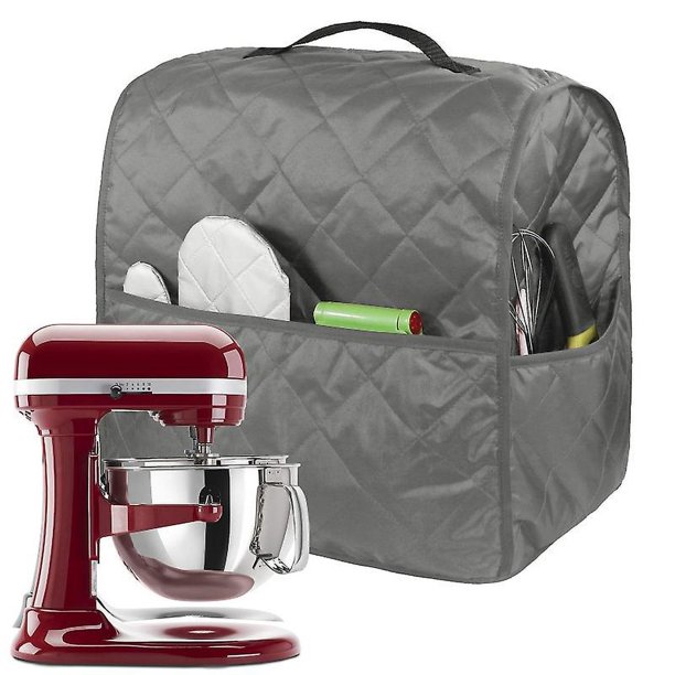 Grey Batidora de pie, cubierta acolchada contra el polvo, cierre de cremallera, adecuada para bolsa de almacenamiento de cocina, Accesorios para el hogar