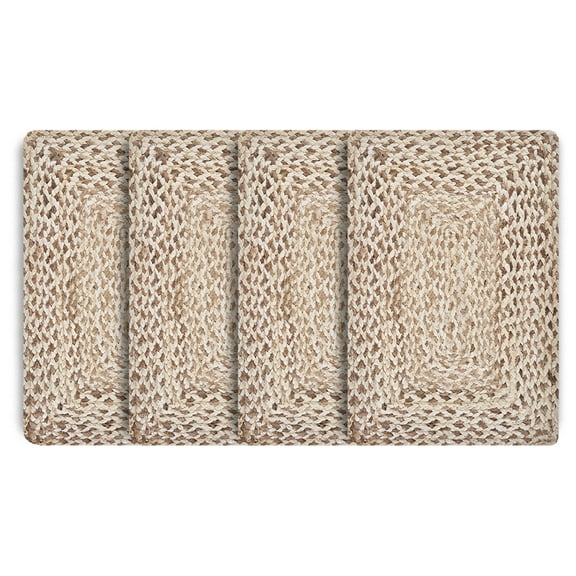 Laddha Home Designs Set of 4 Brown and Beige Woven Rectangular Place Mats 19"
