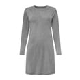 thumbnail image 6 of VEKDONE Women's Basic Midi Dress Long Sleeve Crewneck A-Line Dress Casual Loose Fit Soft Dresses Going Out Home Fashion Clothes Gray XL, 6 of 6