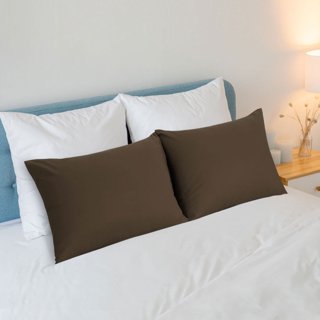 Unique Bargains 2-Piece Soft Microfiber Pillowcases, Standard, Brown