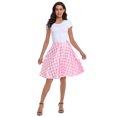thumbnail image 4 of HDE Skirts for Women Midi Skirt Skater Skirt Knee Length High Waist Fun Prints Pink Gingham S, 4 of 6
