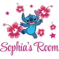 thumbnail image 2 of Lilo and Stitch Cute Flowers Cartoon Customized Wall Decal - Custom Vinyl Wall Art - Personalized Name - Baby Girls Boys Kids Bedroom Wall Decal Room Decor Wall Stickers Decoration Size (27x30 inch), 2 of 2