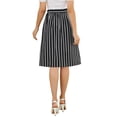 thumbnail image 3 of Unique Bargains Women's Stripes Button Front Elastic Back A Line Midi Skirt, 3 of 8