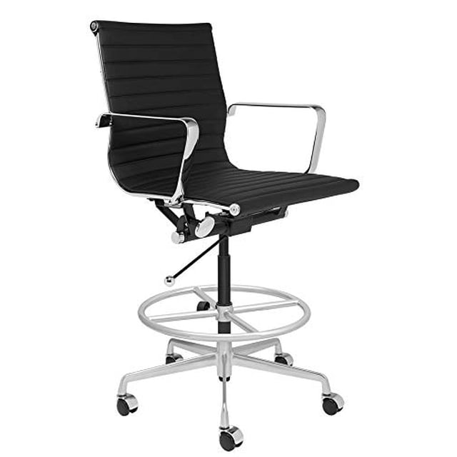 SOHO Ribbed Drafting Chair - Ergonomically Designed and Commercial Grade Draft Height for Standing Desks (Black)