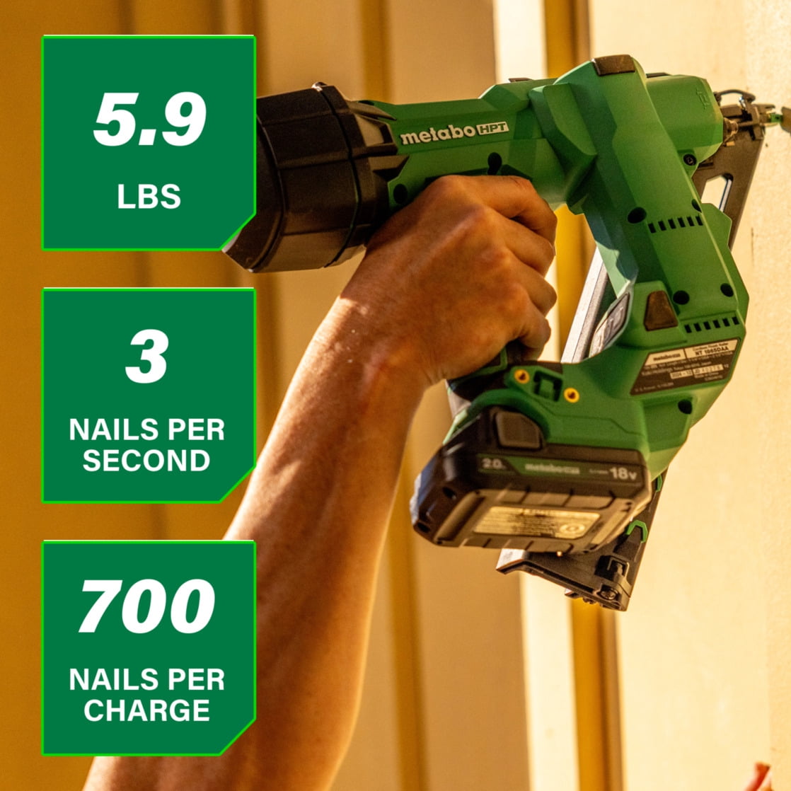 Metabo HPT 18V Cordless Finish Nailer Kit, 15-Ga, NT1865DAA